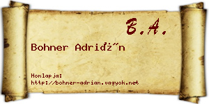 Bohner Adrián névjegykártya